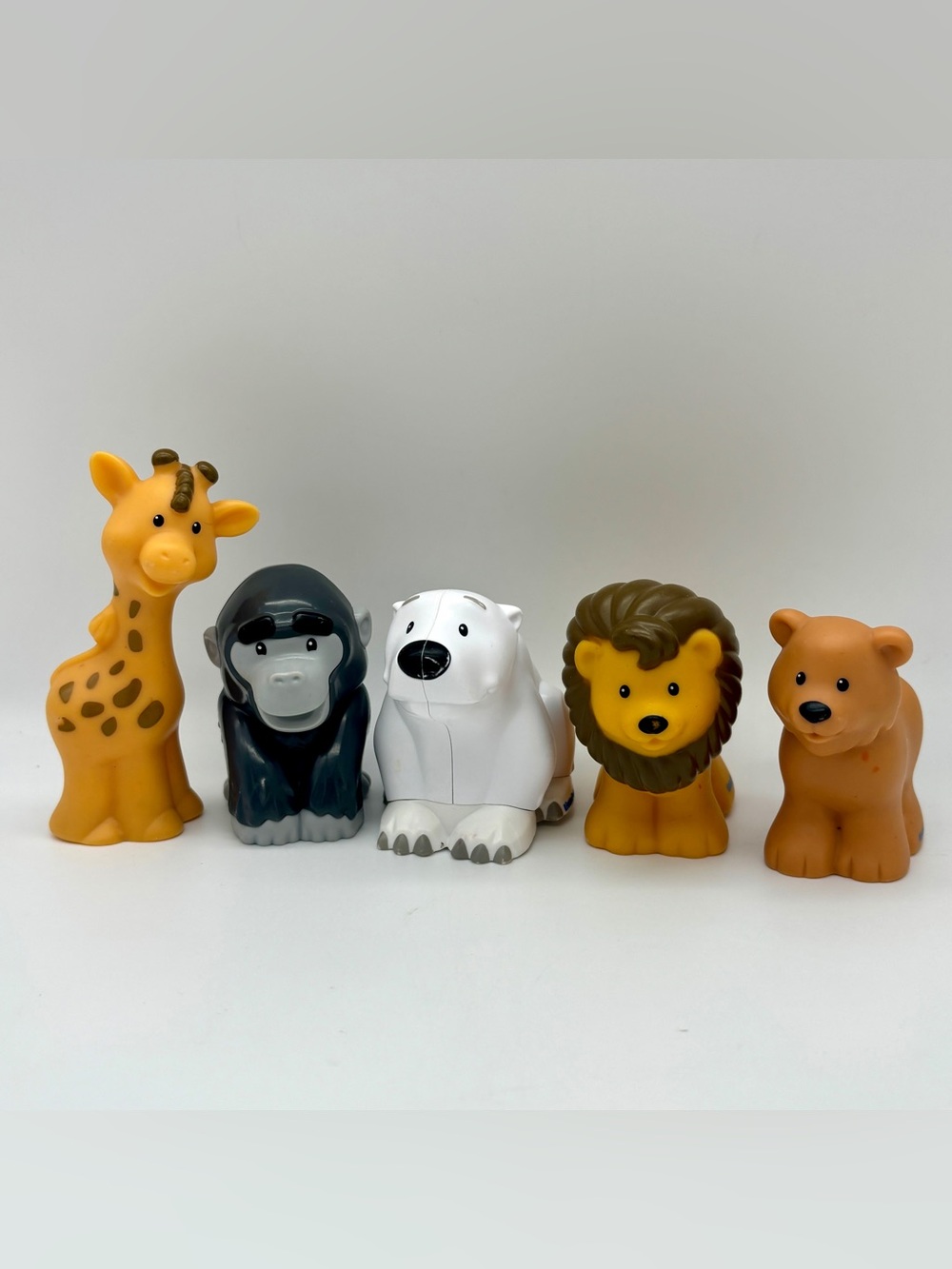 Fisher Price Little People Animal Figures, Giraffe Gorilla Polar Bear Lion, USED